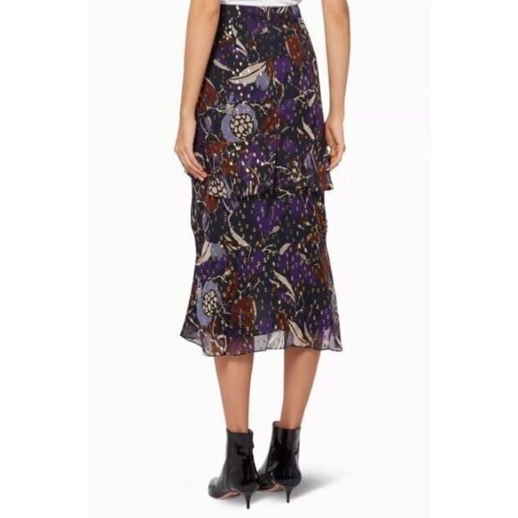 Whistles Women's Sz 2 Purple Arabella Montrose Floral Print Silk Skirt $359 - Picture 14 of 15